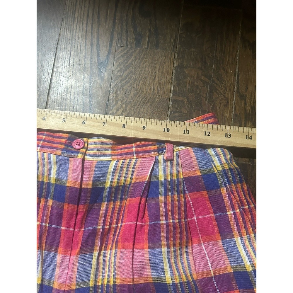 Vtg TALBOTS 8 Linen Blend Trouser Bermuda‎ Shorts Plaid Country Club - Picture 2 of 7